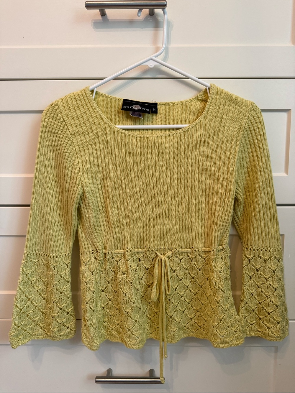 Lime Crochet-Hem Knit Top